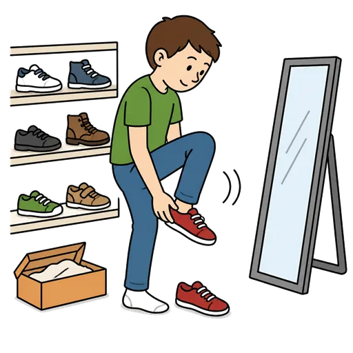 Pittogramma CAA: provare scarpe in un negozio