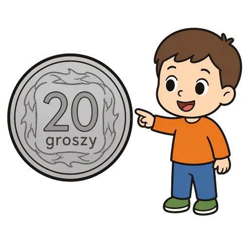 Piktogram AAC: moneta 20 groszy