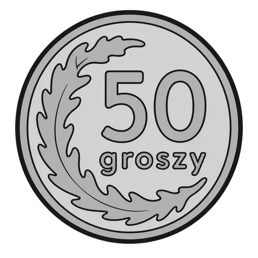 Piktogram AAC: moneta 50 groszy