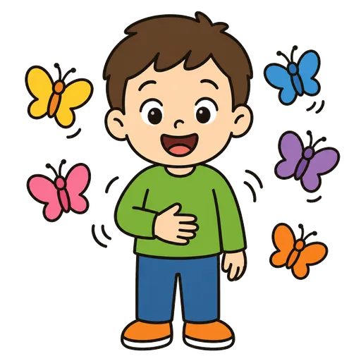 Piktogram AAC: motyle w brzuchu