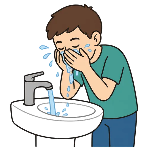Pictograma CAA: lávate la cara con agua fría