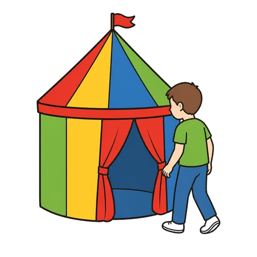 AAC pictogram: tent play
