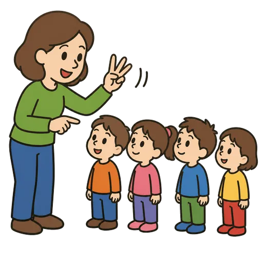 Pittogramma CAA: insegnante conta bambini