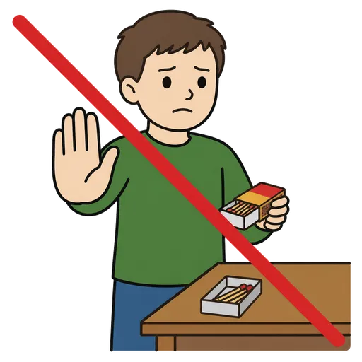 AAC-Piktogramm: Ich spiele nicht mit Streichhölzern