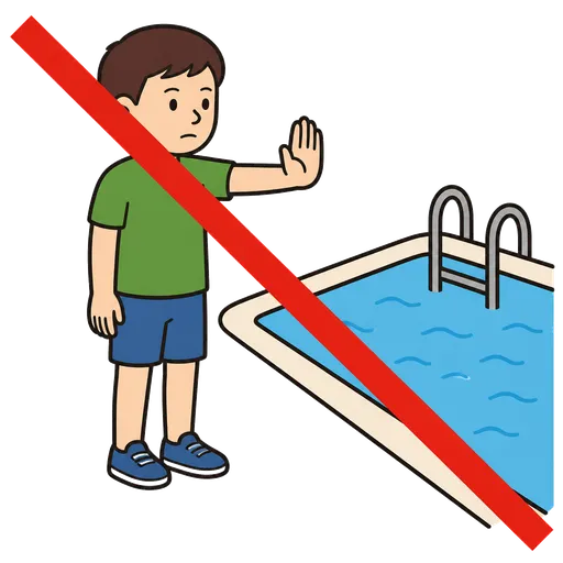 AAC-Piktogramm: Ich laufe nicht in der Nähe des Pools