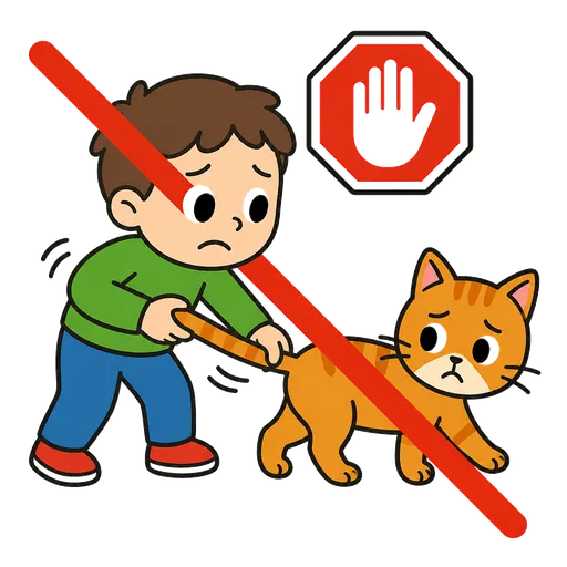Piktogram AAC: nie ciągnę kota za ogon