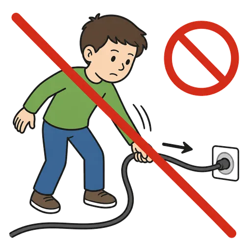 Piktogram AAC: nie ciągnę za kabel