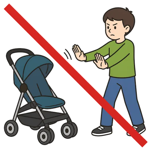 Piktogram AAC: nie dotykaj mojego wózka