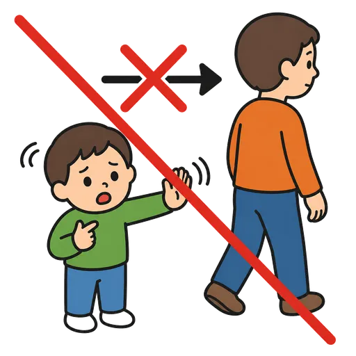 Piktogram AAC: nie odchodź daleko