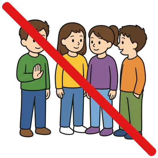 AAC-Piktogramm: Nicht von der Gruppe weggehen