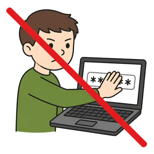 Pittogramma CAA: Non sto condividendo una password con nessuno