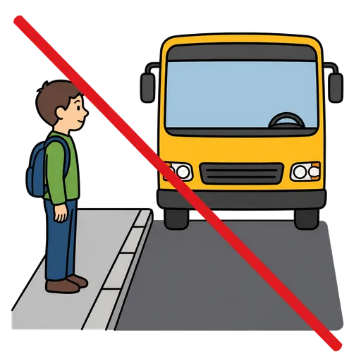 AAC-Piktogramm: Ich gehe nicht vor dem Bus vorbei