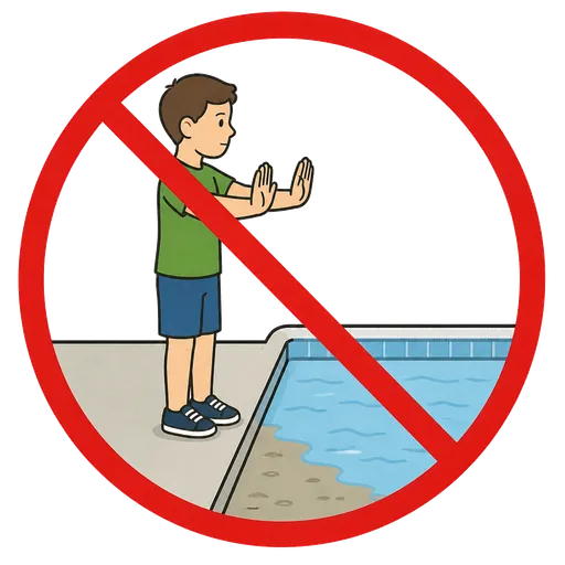 AAC-Piktogramm: Ich springe nicht ins flache Wasser
