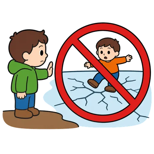 Piktogram AAK: Nechci jít na zamrzlé jezero.