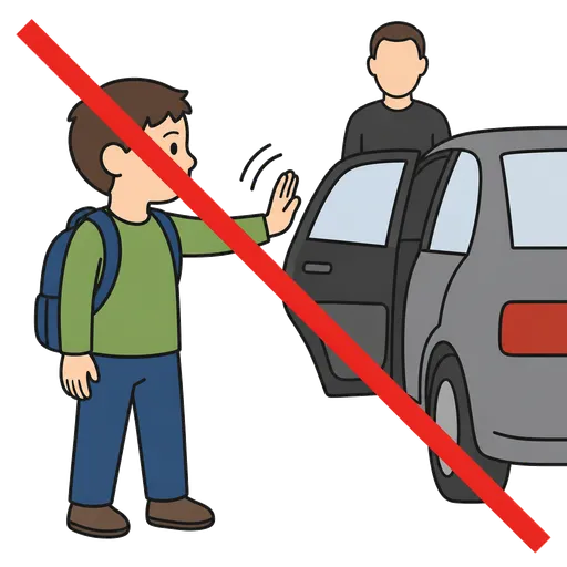 AAC-Piktogramm: Ich steige nicht in das Auto eines Fremden ein