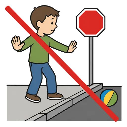 AAC-Piktogramm: Nicht nach dem Ball auf die Straße laufen