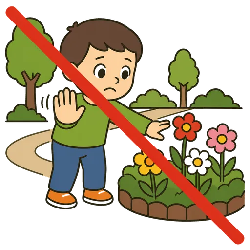 Piktogram AAK: Já si nevybírám květiny v parku