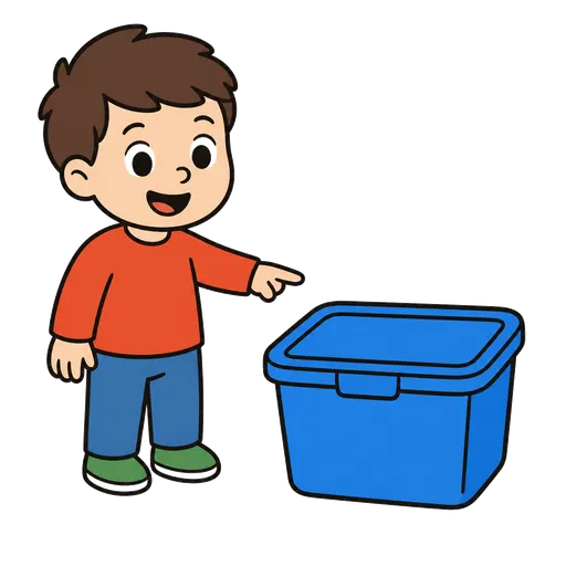 AAC-Piktogramm: blauer Behälter