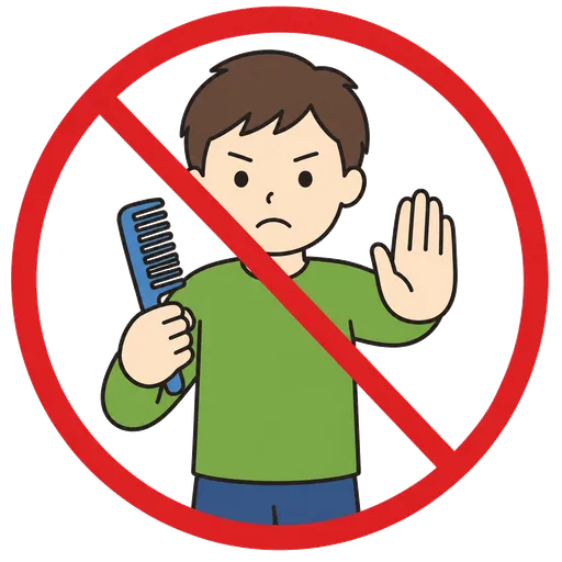 Piktogram AAC: niepożyczanie grzebienia