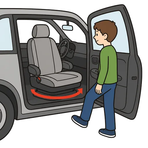 AAC-Piktogramm: drehbarer Sitz im Auto