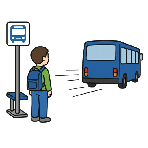 Piktogram AAK: odjezd (autobus odjíždí z místa zastávky)