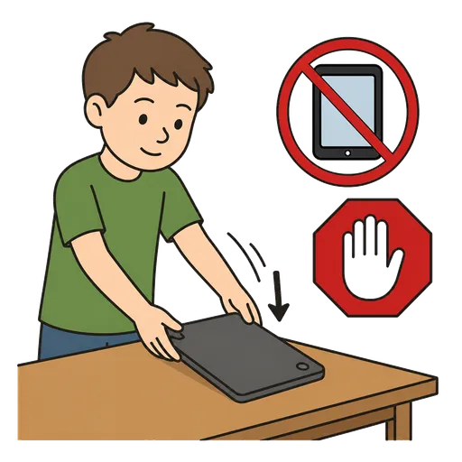 Pictogramme CAA : Ranger la tablette (temps d’écran terminé)