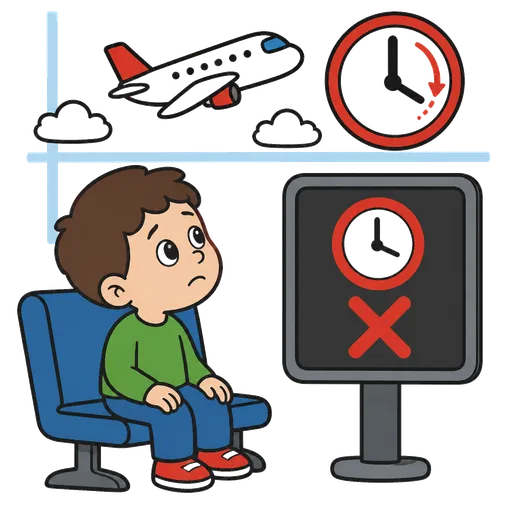 AAC pictogram: late flight