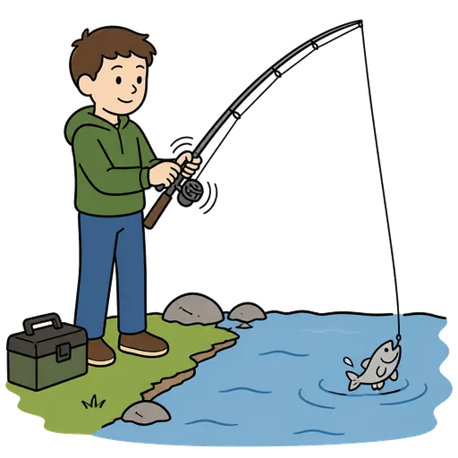 Pittogramma CAA: pesce con canna da pesca