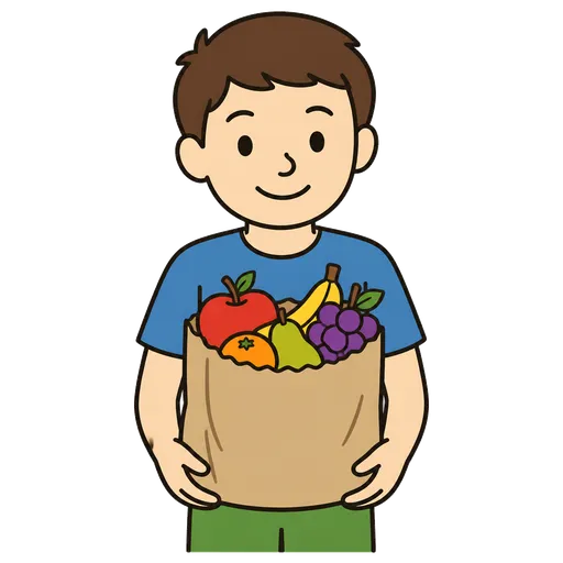 Pittogramma CAA: frutta in una borsa