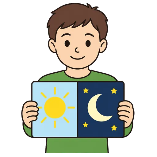 Piktogram AAK: card with a pair of opposites (day and night)