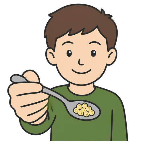 Piktogram AAC: pasta wielkości groszka