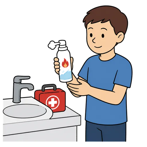 Piktogram AAC: pianka na oparzenia