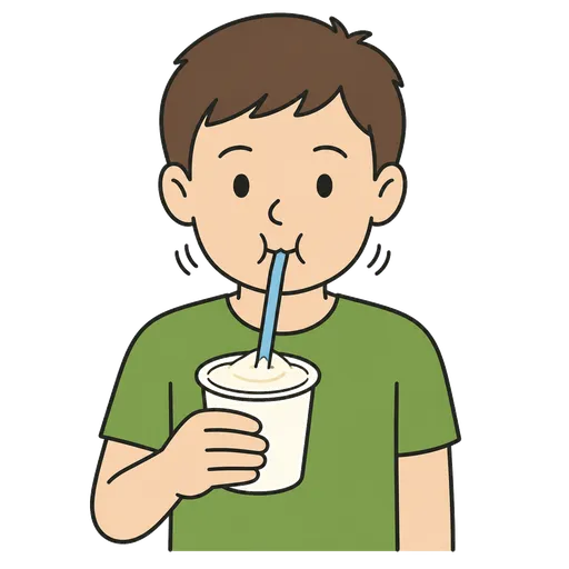 Pictograma CAA: beber yogur con una pajita