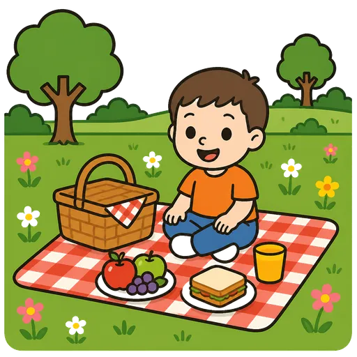 Piktogram AAC: piknik na łące