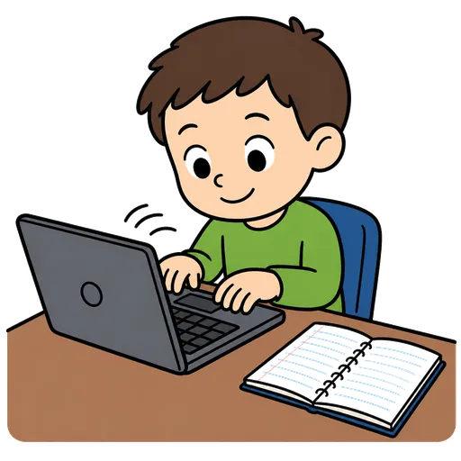 Piktogram AAC: pisanie na laptopie zamiast w zeszycie