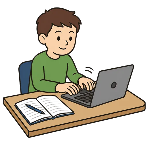 Pittogramma CAA: digitare su un laptop invece di scrivere in un taccuino
