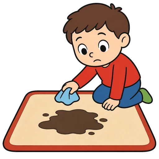 Piktogram AAC: plama na dywanie