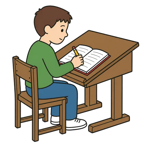 AAC pictogram: desk with slanted writing surface