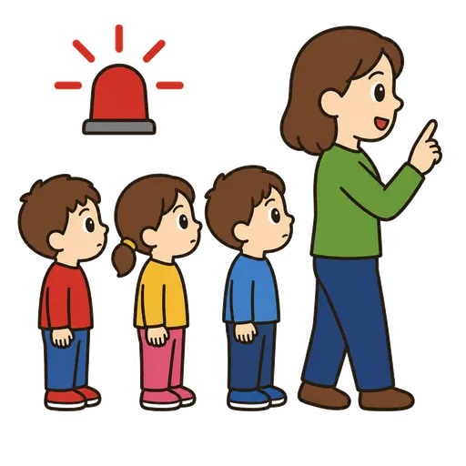 Pittogramma CAA: durante un allarme, ascolto l’insegnante