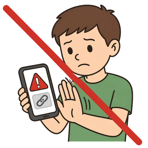 AAC-Piktogramm: Verdächtiger Link (ich klicke nicht)