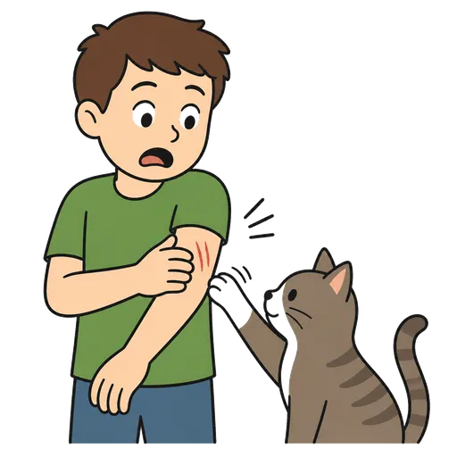 AAC pictogram: Cat scratched me