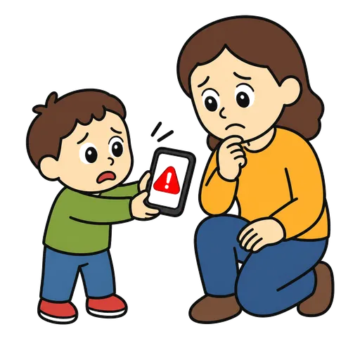 Pittogramma CAA: mostra un messaggio preoccupante a un adulto