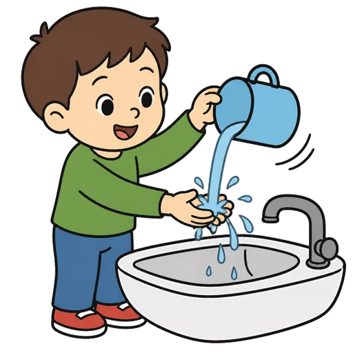 Pittogramma CAA: versa acqua sulle mie mani