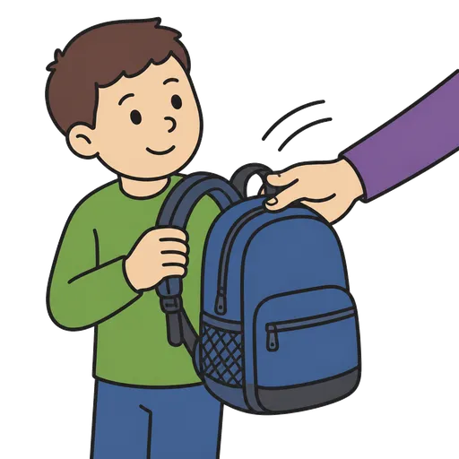 AAC-Piktogramm: Hilf mir mit meinem Rucksack