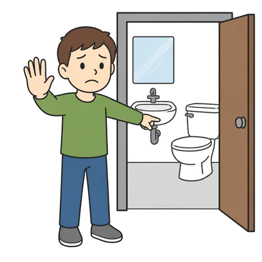 Pittogramma CAA: Ho bisogno di aiuto in bagno