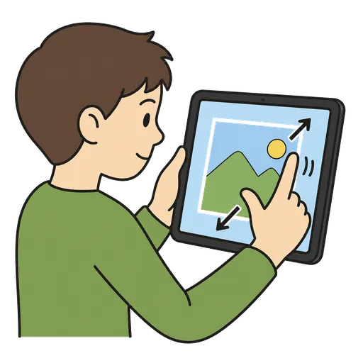 Pictograma CAA: hacer zoom con los dedos en la pantalla