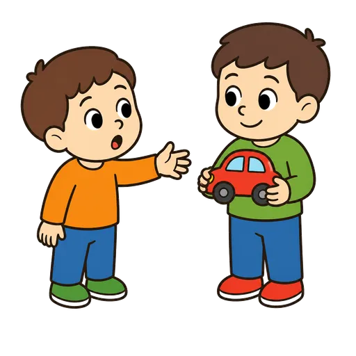 AAC pictogram: Can you lend me (a toy)?