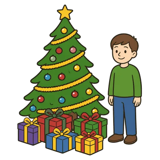 Pictograma CAA: regalos debajo del árbol de Navidad