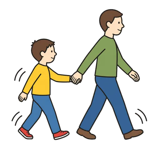 Pictogramme CAA : accompagner (un enfant par la main)