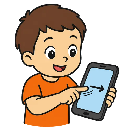 AAC-Piktogramm: Finger über den Bildschirm wischen